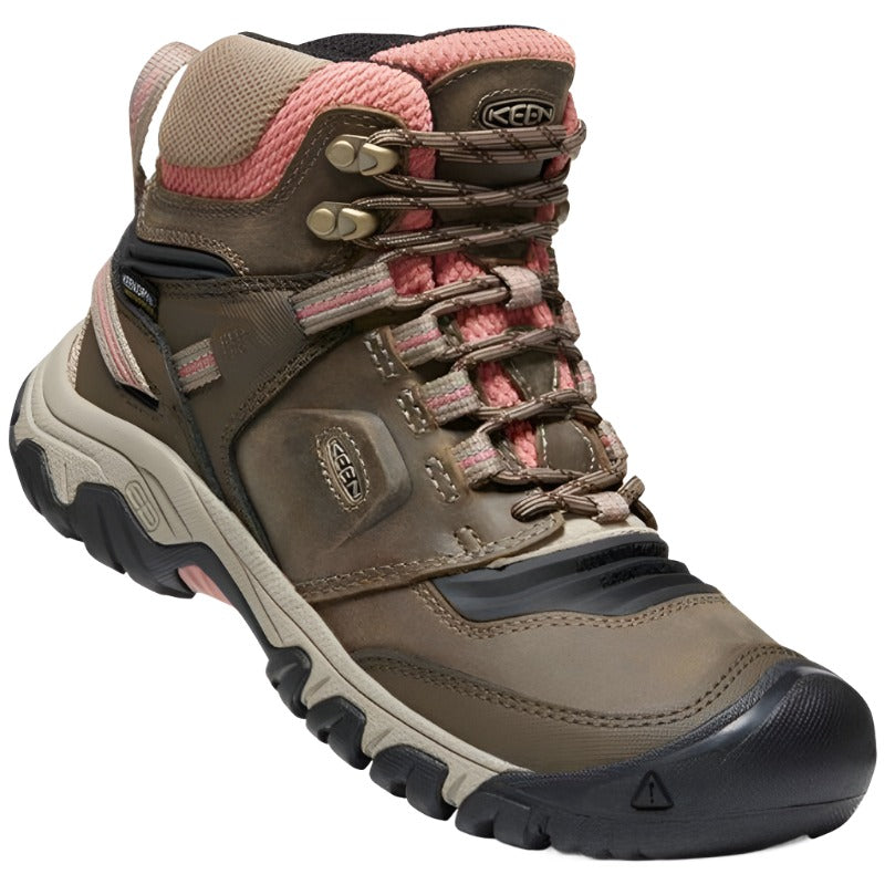 Keen Womens Ridge Flex WP Mid Walking Boots - Timberwolf/Brick Dust-Walking Shoe-Outback Trading