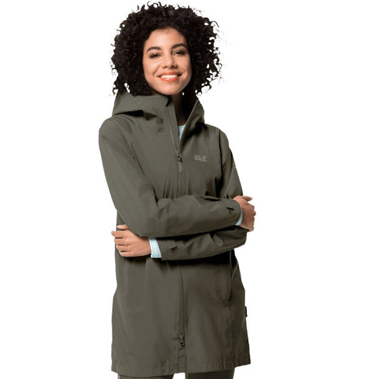 Jack Wolfskin JWP Pack & Go Long Women's Coat - Grape Leaf-Waterproof Jackets for Women-Outback Trading