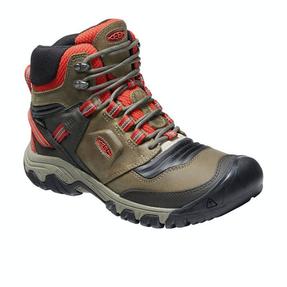 Keen Men's Ridge Flex WP Mid Walking Boots - Dark Olive/Ketchup-Walking Shoe-Outback Trading