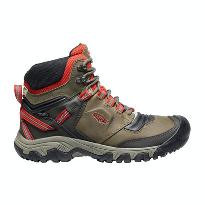 Keen Men's Ridge Flex WP Mid Walking Boots - Dark Olive/Ketchup-Walking Shoe-Outback Trading