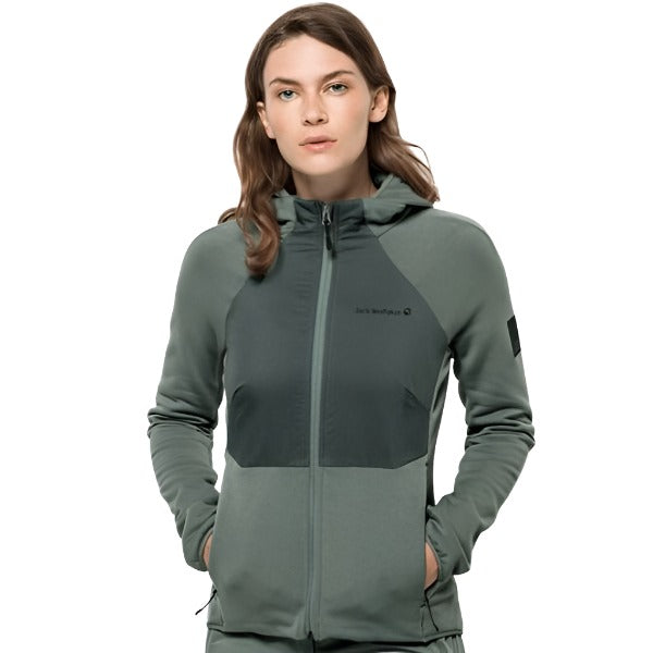 Jack Wolfskin Tasman Hybrid Fleece for Women - Hedge Green.1