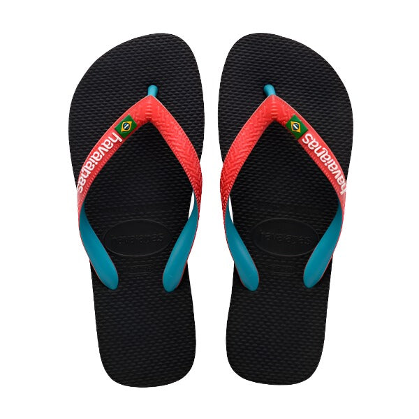 Havaianas Brasil Mix Men's Flip Flops - Black / Ruby Red 1