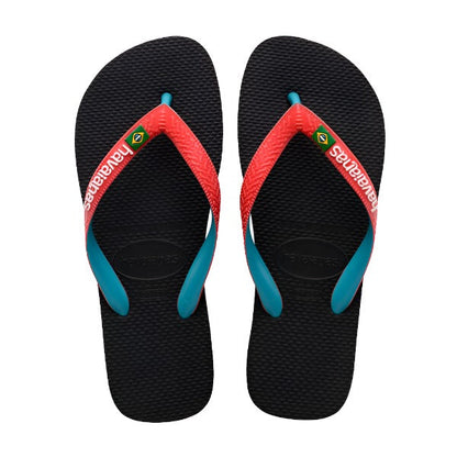 Havaianas Brasil Mix Men's Flip Flops - Black / Ruby Red 1