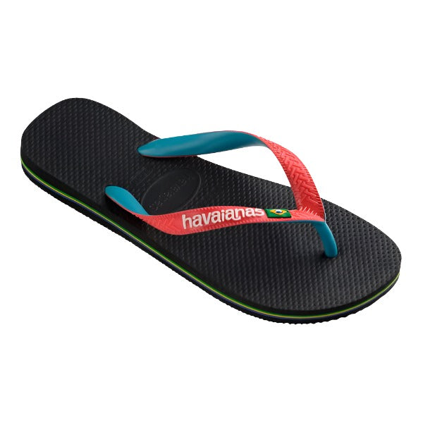 Havaianas Brasil Mix Men's Flip Flops - Black / Ruby Red 2