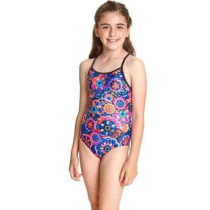 Zoggs Flower Sizzle Starback Girls Swimming Costume - Multi 34 inch/14Y 1