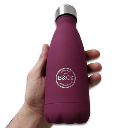 B&Co Hamelin 350ml Bottle Flask with Rubberized Matte Finish - 3 Colours-Water Bottles-Outback Trading