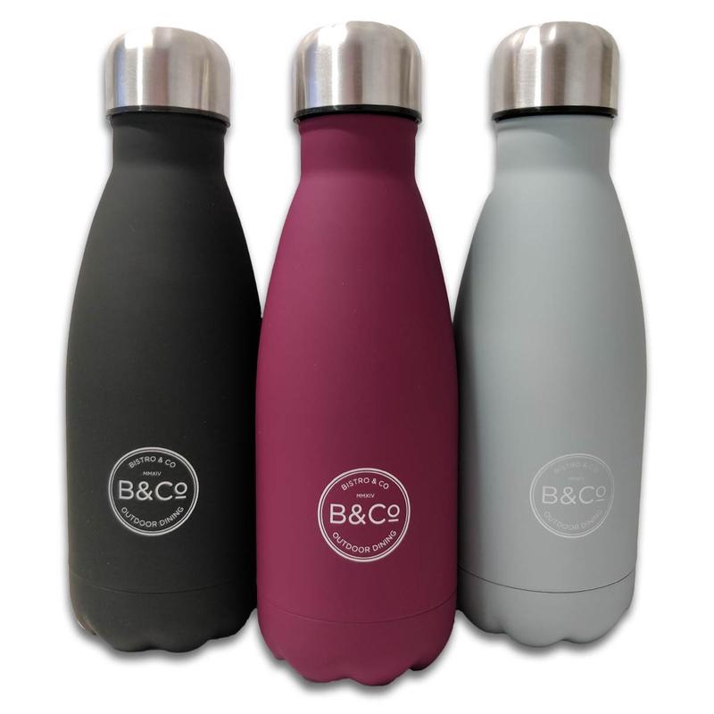 B&Co Hamelin 350ml Bottle Flask with Rubberized Matte Finish - 3 Colours-Water Bottles-Outback Trading