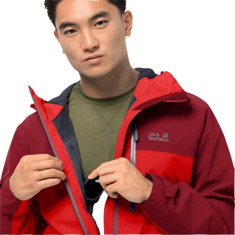 Jack Wolfskin Mens Go Hike Jacket - Fiery Red-Waterproof Jackets for Men-Outback Trading