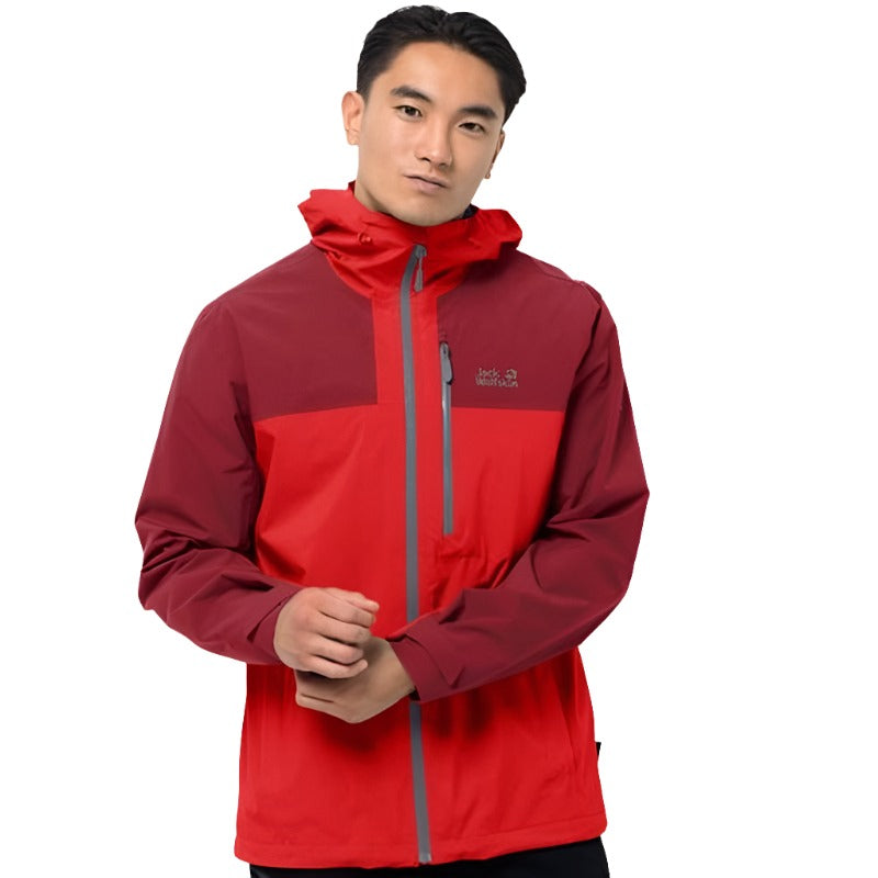 Jack Wolfskin Mens Go Hike Jacket - Fiery Red-Waterproof Jackets for Men-Outback Trading