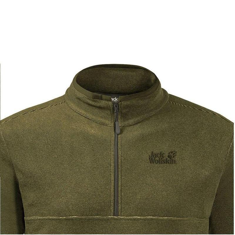 Jack Wolfskin Arco Men's 1/4 Zip Fleece - Light Moss Stripes-Fleeces 1/4 Zip-Outback Trading