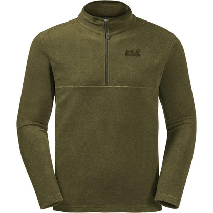 Jack Wolfskin Arco Men's 1/4 Zip Fleece - Light Moss Stripes-Fleeces 1/4 Zip-Outback Trading