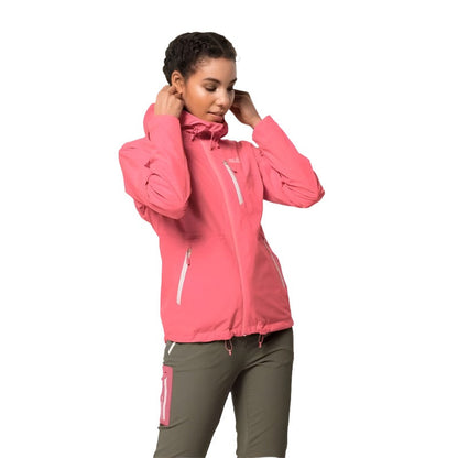 Jack Wolfskin Eagle Peak Women's Waterproof Jacket - Coral Pink-Waterproof Jackets for Women-Outback Trading