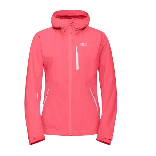 Jack Wolfskin Eagle Peak Women's Waterproof Jacket - Coral Pink-Waterproof Jackets for Women-Outback Trading