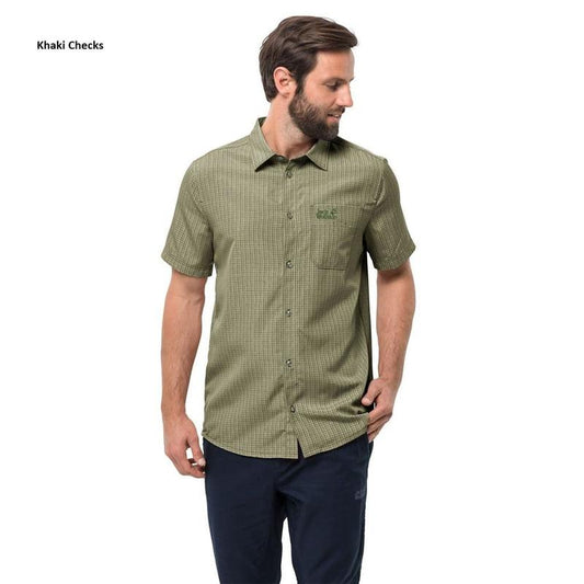 Jack Wolfskin El Dorado Shirt Mens - Khaki Checks-Shirts-Outback Trading