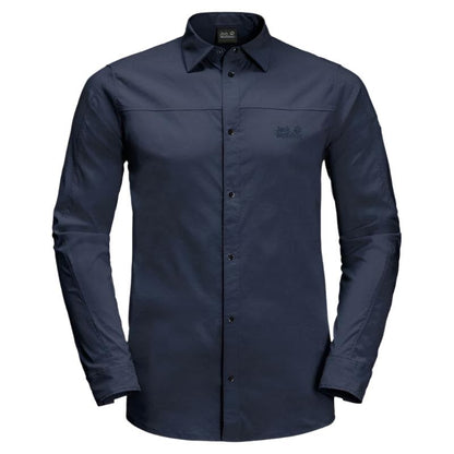 Jack Wolfskin Kenovo Mens Long-Sleeve Shirt - Night Blue-Shirts-Outback Trading