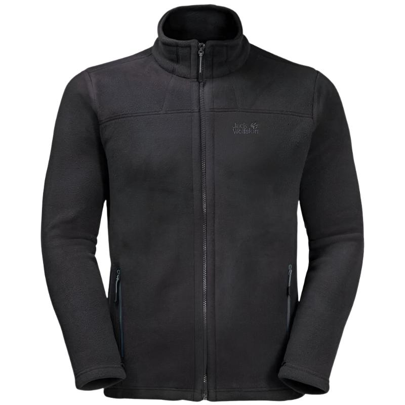 Jack Wolfskin Thunder Bay Men's Recycled Fleece - Black-Fleeces Full Zip-Outback Trading