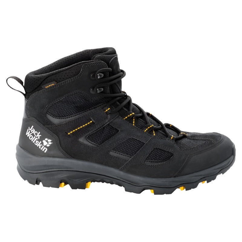 Jack Wolfskin Vojo Hike 3 Men's Walking Boots - Black/Burley Yellow-Walking Boots-Outback Trading