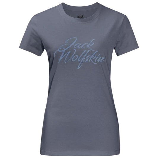 Jack Wolfskin Women's Brand Tee Shirt - Pebble Grey-Tee Shirts-Outback Trading