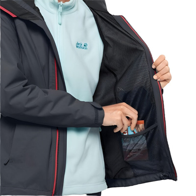 Jack Wolfskin Evandale Women's Jacket - Ebony-Waterproof Jackets for Women-Outback Trading