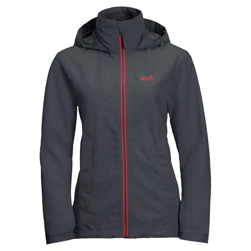 Jack Wolfskin Evandale Women's Jacket - Ebony-Waterproof Jackets for Women-Outback Trading