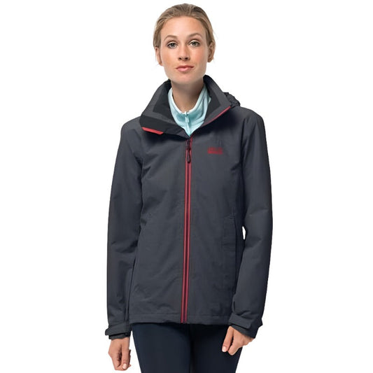 Jack Wolfskin Evandale Women's Jacket - Ebony-Waterproof Jackets for Women-Outback Trading