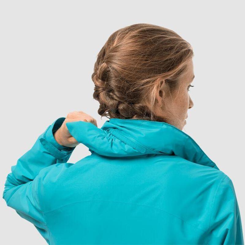 Jack Wolfskin Evandale Womens Waterproof Jacket- Dark Aqua-Waterproof Jackets for Women-Outback Trading