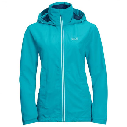 Jack Wolfskin Evandale Womens Waterproof Jacket- Dark Aqua-Waterproof Jackets for Women-Outback Trading