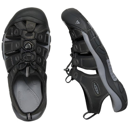 Keen Newport Men's Leather Waterproof Walking Sandals - Black Steel/ Grey-Walking Sandals-Outback Trading