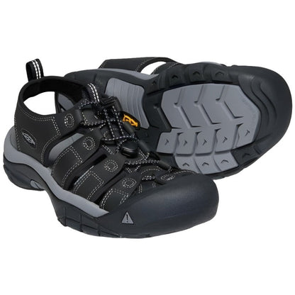 Keen Newport Men's Leather Waterproof Walking Sandals - Black Steel/ Grey-Walking Sandals-Outback Trading