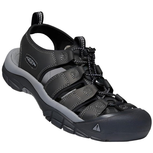 Keen Newport Men's Leather Waterproof Walking Sandals - Black Steel/ Grey-Walking Sandals-Outback Trading