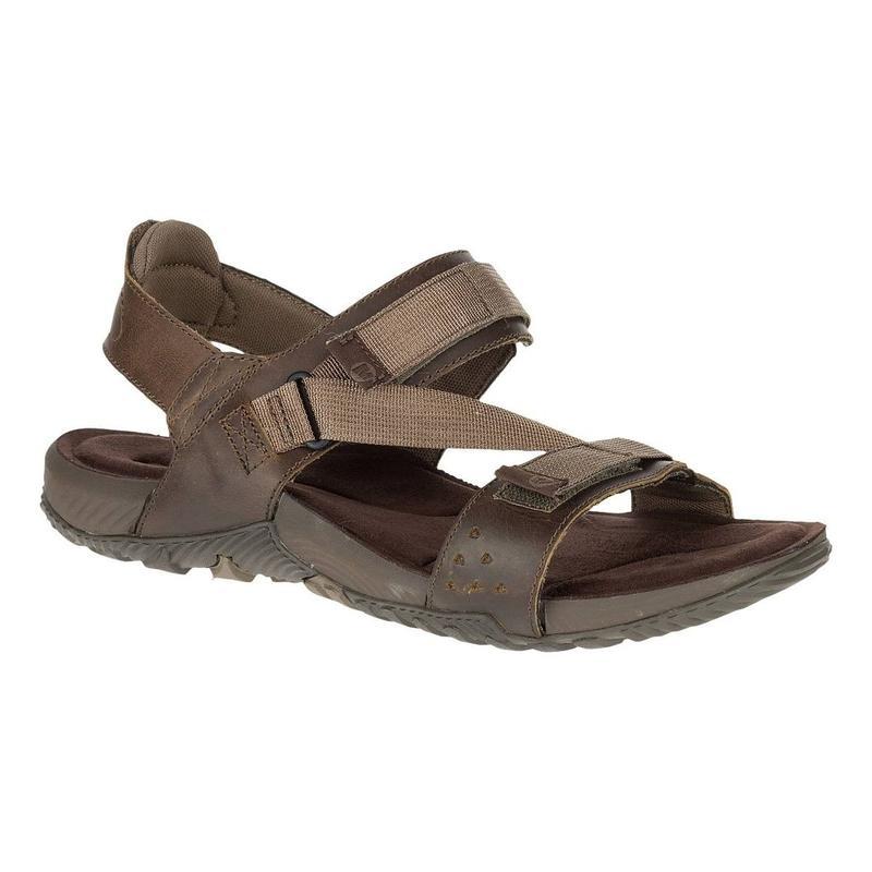 Merrell Men's Terrant Strap Leather Walking Sandals - Dark Earth-Sandals-Outback Trading