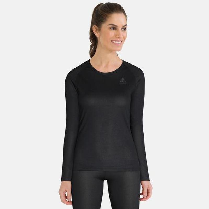 Odlo Women's Active Originals Light Long Sleeve Crew - Black-Base Layers-Outback Trading