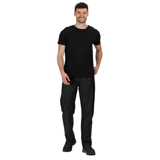 Regatta Mens Pro Packaway waterproof trouser - Black-Waterproof Trousers-Outback Trading