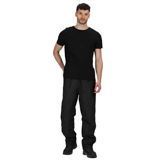 Regatta Wetherby Mens Insulated Breathable Waterproof Overtrouser - Black-Waterproof Trousers-Outback Trading