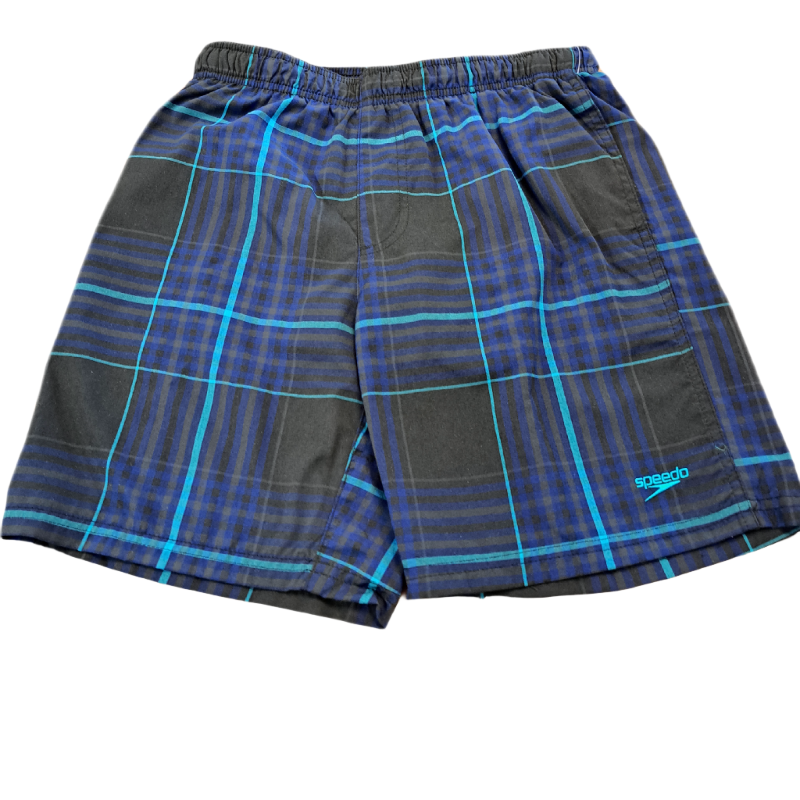 Speedo Boy's Check 17-Inch Shorts. Black/Blue